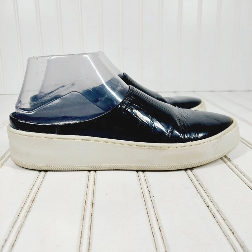 Free People Wynwood Patent Leather Mule Sneakers Black Slip On Shoe EU 38 US 7.5